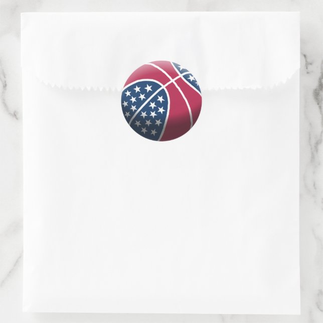 4. Juli Basketball Runder Aufkleber (Tasche)