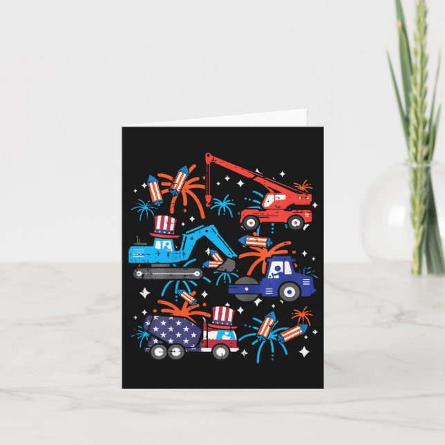 4. Juli Bauwagen Fahrzeug Patriot Boy K Karte (Vorderseite)
