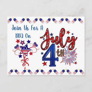 4. Juli BBQ-Einladung Postkarte
