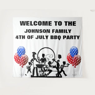 4. Juli BBQ-Party Willkommen  Wandteppich