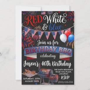 4. Juli BBQ Patriotischer Geburtstag Einladung
