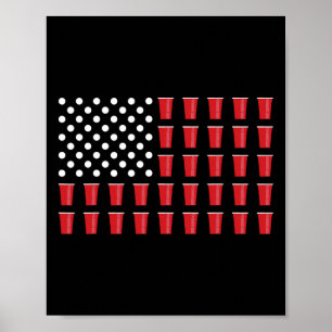 4. Juli Beer Pong American Flag Uni Party Poster