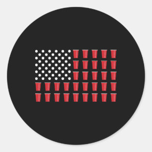 4. Juli Beer Pong American Flag Uni Party Runder Aufkleber