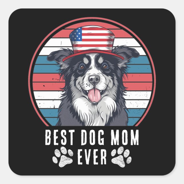 4. Juli Beste Mama/Vater je Personalisiert Quadratischer Aufkleber (Vorderseite)