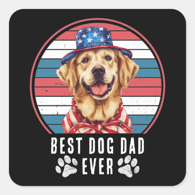 4. Juli Bester Vater/Mama je Personalisiert Quadratischer Aufkleber (Vorderseite)