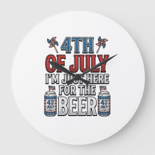 4. Juli Bier Vintage Patriotisches T-Shirt Design_ Große Wanduhr