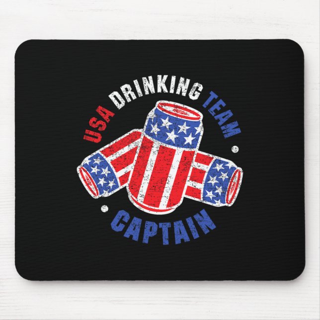 4. Juli Bierdose Flagge Usa Trinkteam Tees  Mousepad (Vorne)