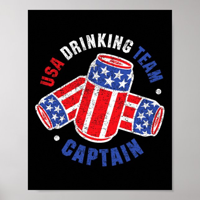4. Juli Bierdose Flagge Usa Trinkteam Tees  Poster (Vorne)