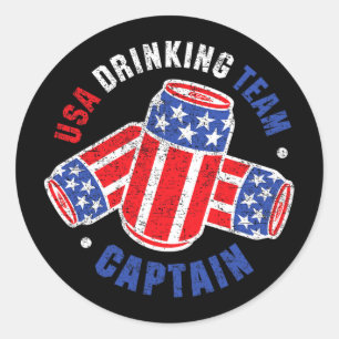 4. Juli Bierdose Flagge USA Trinkteam Tees Runder Aufkleber