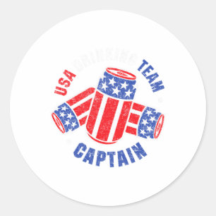 4. Juli Bierdose Flagge USA Trinkteam Tees  Runder Aufkleber