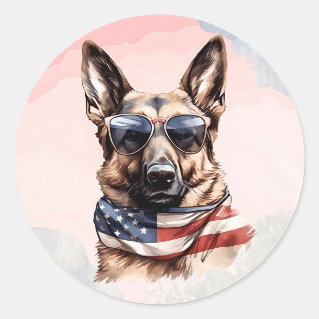 4. Juli Big Dog-70631 Runder Aufkleber (Vorderseite)