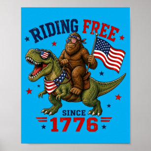 4. Juli Bigfoot Dinosaur Usa Flag Jungen Kinder Poster