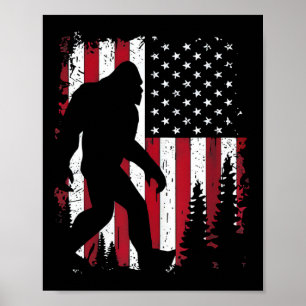 4. Juli Bigfoot Sasquatch American Flag Patrio Poster
