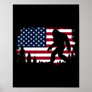 4. Juli Bigfoot Sasquatch USA American Flag Bo Poster