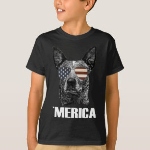 4. Juli Blue Heeler Hund Merica Patriotisch USA-Fl T-Shirt