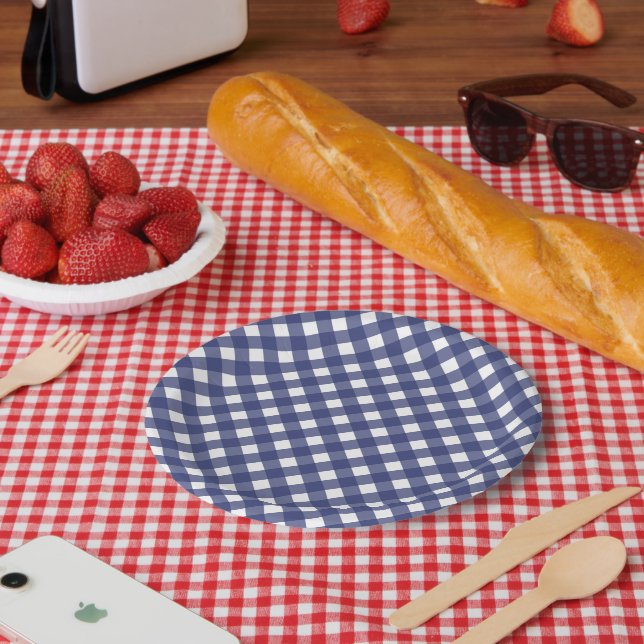 4. Juli Blue White Karos Party Paper Teller (Picknick)
