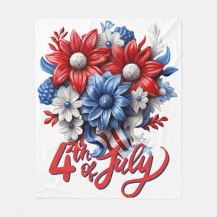 4. Juli Blume in Red White & Blue Patriotic Fleecedecke