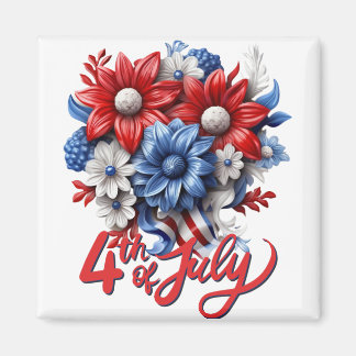 4. Juli Blume in Red White & Blue Patriotic Magnet