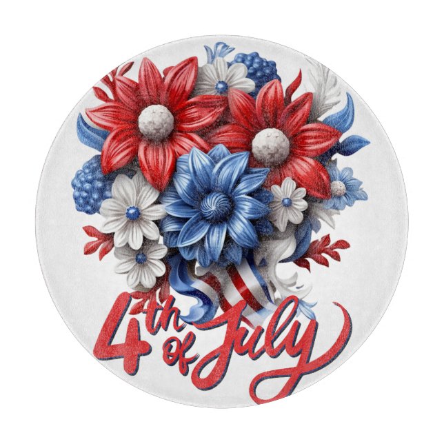 4. Juli Blume in Red White & Blue Patriotic Schneidebrett (Vorderseite)