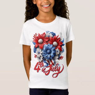 4. Juli Blumen in Rot Weiß & Blau Patriotisch T-Shirt