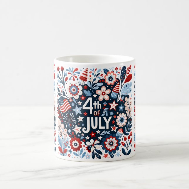 4. Juli Blumengebäck Kaffee Tasse (Mittel)