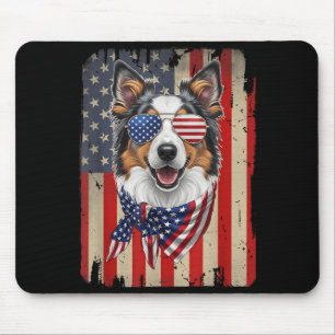 4. Juli Border Collie Hund Amerikanische Flagge US Mousepad