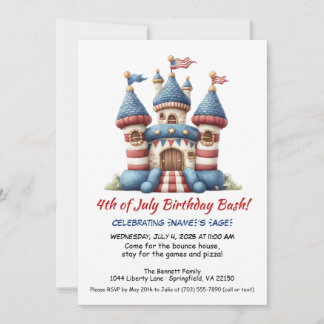 4. Juli Bounce House Einladung Geburtstag