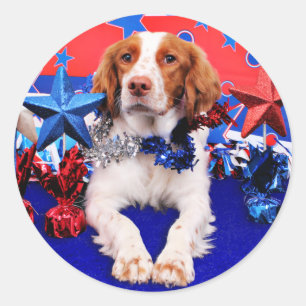 4. Juli - BretagneSpaniel - Charlie Runder Aufkleber