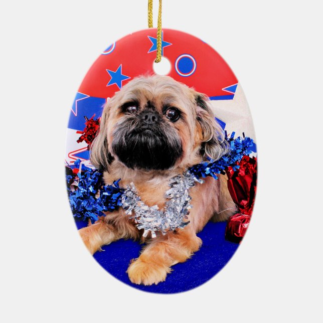 4. Juli - Brüssel Griffon - Oliver Keramik Ornament (Hinten)