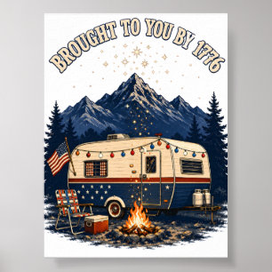 4. Juli Campinganhänger Berge Poster