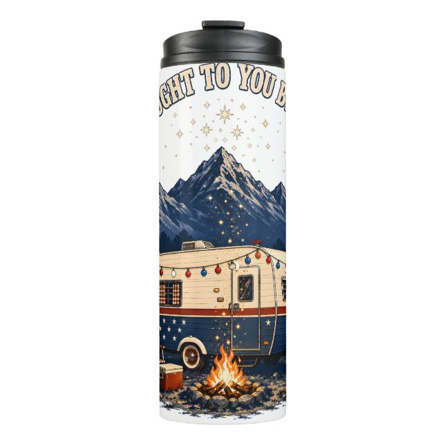 4. Juli-Campinganhänger Berge Thermosbecher (Vorderseite)