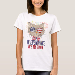 4. Juli Cat and Funny Independence Day T - Shirt