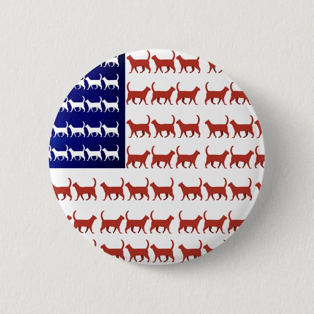4. Juli Cat Flag Red White Blue USA Patriot Button (Vorderseite)