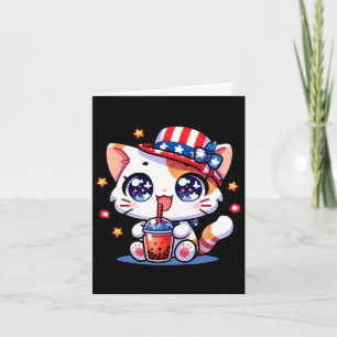 4. Juli Cat Shirt Girls Kids Kawaii Anime Boba Karte