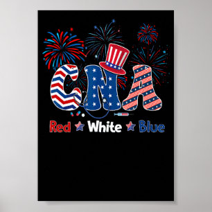 4. Juli CNA Krankenschwester Rot Weiß Blau USA-Fla Poster