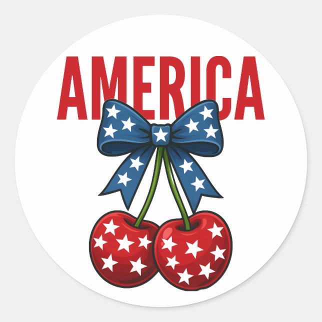 4. Juli Coquette Cherry American Flag Runder Aufkleber (Vorderseite)