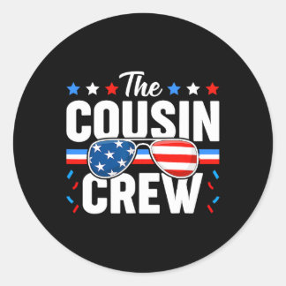4. Juli Cousin Crew Patriotic American Family Runder Aufkleber