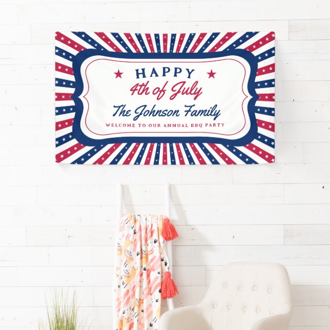 4. Juli Custom American Family Summer GRILLEN Part Banner (Insitu)