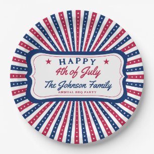 4. Juli Custom American Family Summer GRILLEN Part Pappteller