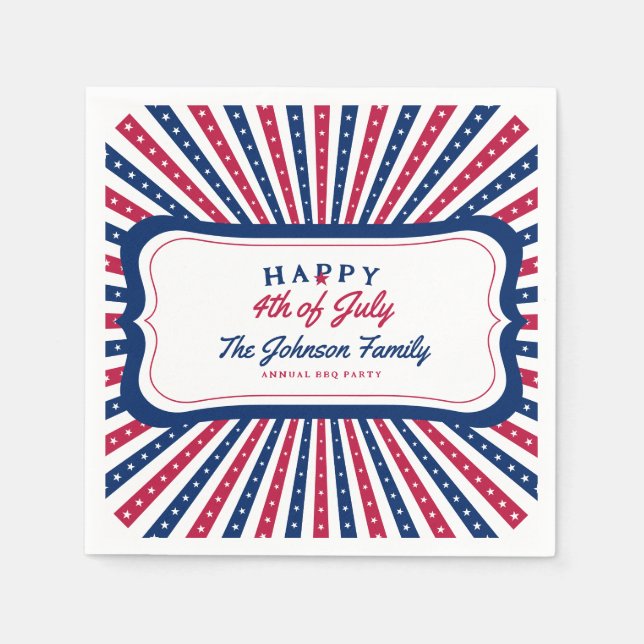 4. Juli Custom American Family Summer GRILLEN Part Serviette (Vorderseite)