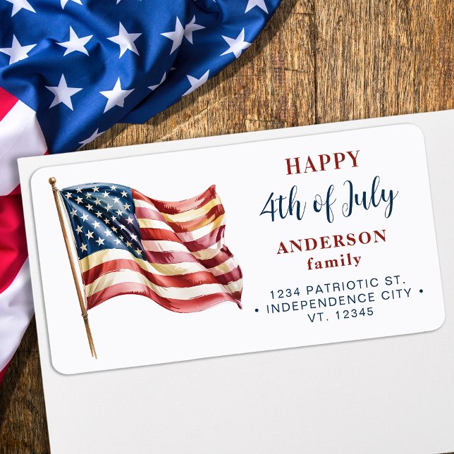 4. Juli Custom American Flag Rücksendeadresse Adressaufkleber (Von Creator hochgeladen)