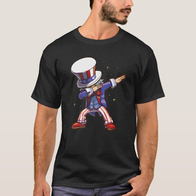 4. Juli Dabbing Patriotic Sam Freedom Uncle R T-Shirt (Vorderseite)