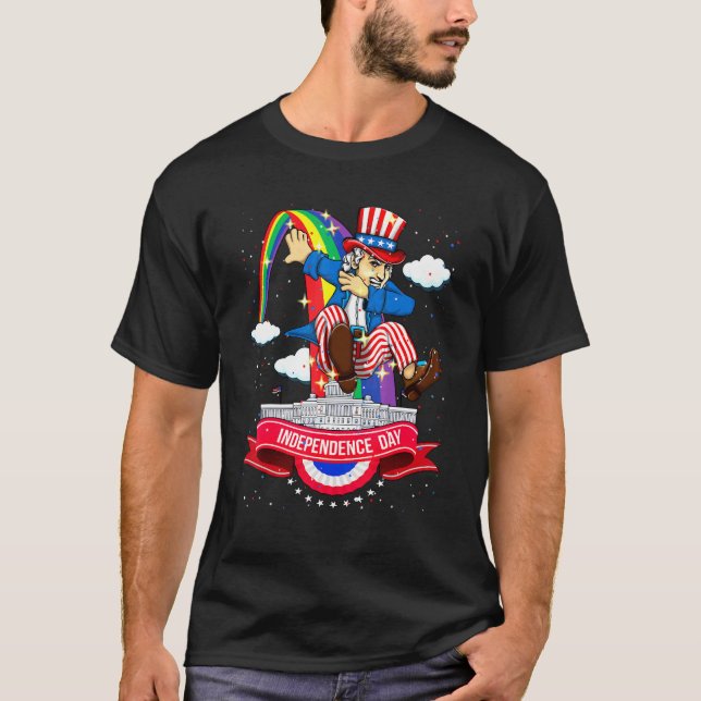 4. Juli Dabbing Uncle Sam Usa Flag Kinder Teens T-Shirt (Vorderseite)