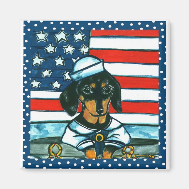4. Juli Dachshund Magnet (Vorne)