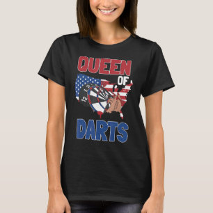 4. Juli Darts Queen Patriotic American Flag uns T-Shirt