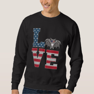 4. Juli Dekor Patriotische Liebe Bat American Flag Sweatshirt