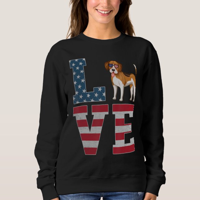 4. Juli Dekor Patriotische Liebe Beagle Hund ameri Sweatshirt (Vorderseite)