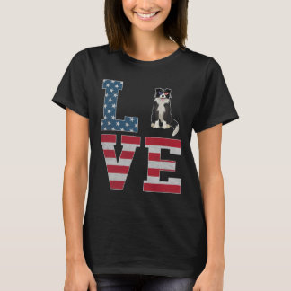 4. Juli Dekor Patriotische LIEBE Border Collie Dog T-Shirt