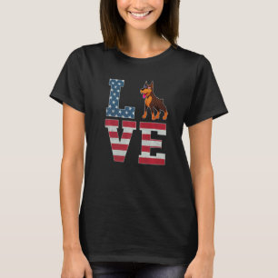 4. Juli-Dekor Patriotische Liebe Dobermann Hund Am T-Shirt