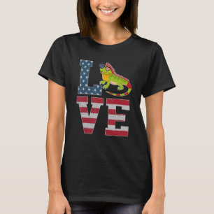 4. Juli Dekor Patriotische Liebe Iguana American F T-Shirt